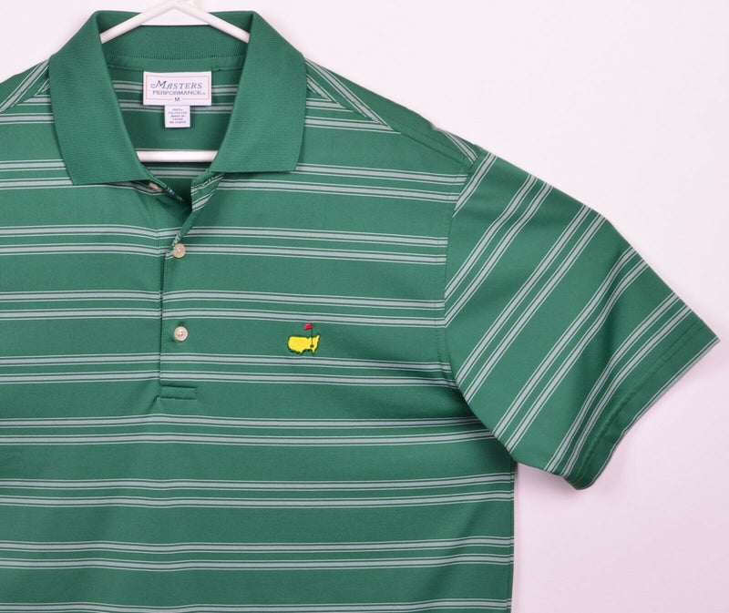 Masters Performance Men's Medium Green Striped Wicking Augusta Golf Polo Shirt