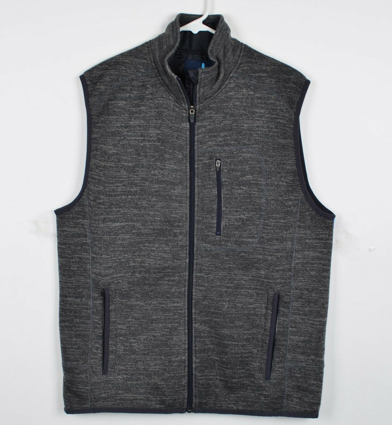 Johnnie-O Men's Large Heather Charcoal Gray Preppy Full Zip Lined Coastal Vest