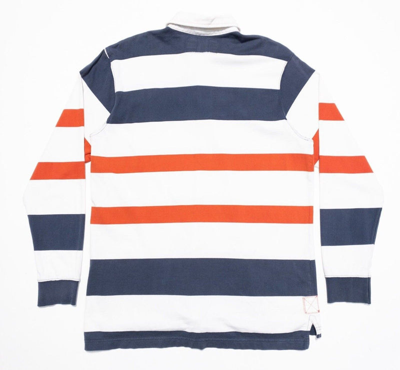 Vineyard Vines Stripe Rugby Medium Mens Polo Shirt Long Sleeve Blue White Orange