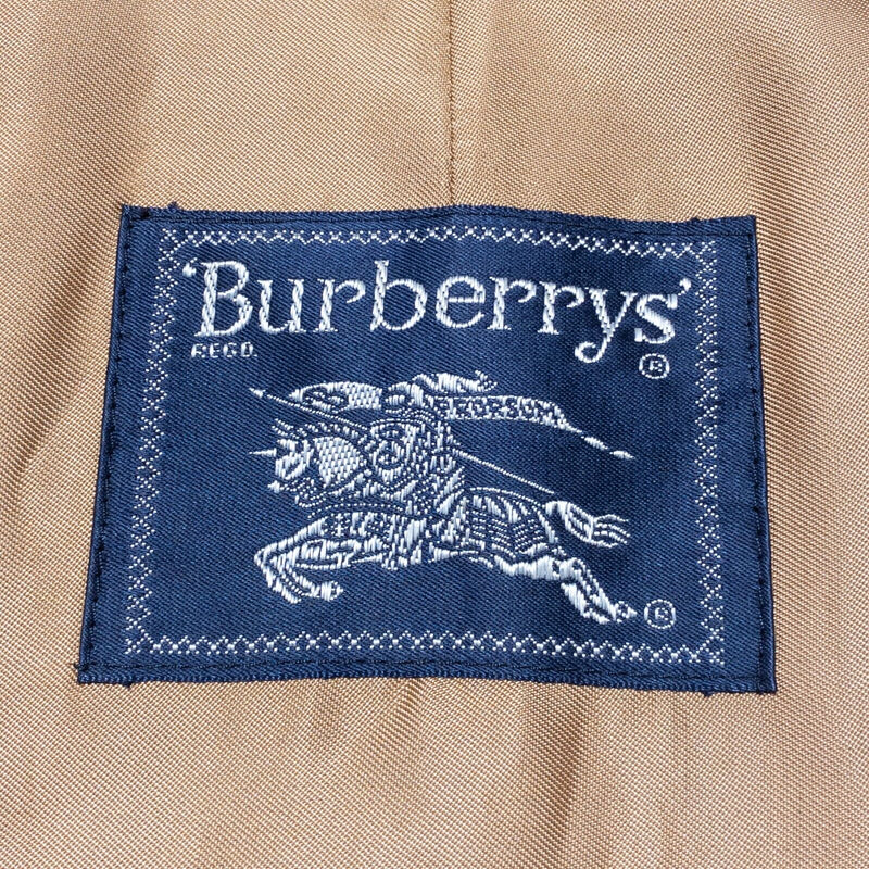 Burberry Trench Coat Vintage 80s Men's 42 Short Wool Nova Check Lining Gabardine