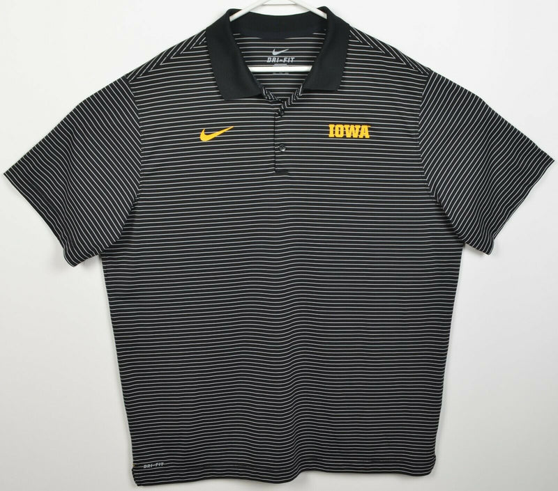 Iowa Hawkeyes Men's 2XL Nike Dri-Fit Black Striped Wicking Golf Polo Shirt