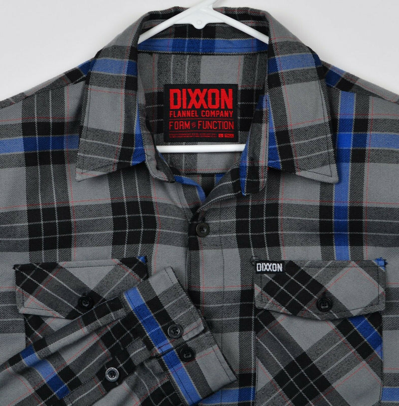 Dixxon Flannel Co. Men's Large Tall Gray Blue Plaid D-Tech Blend Flannel Shirt