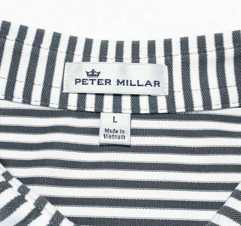 Alabama Peter Millar Polo Men's Large Golf Shirt Crimson Tide Gray White Striped