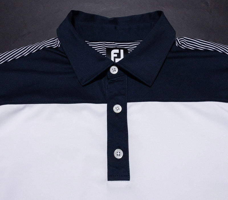 FootJoy Golf Shirt Men's XL White Black Colorblock Wicking Performance Polo