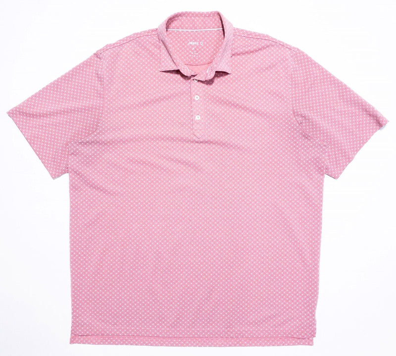 johnnie-O Polo XL Men's Shirt Golf Wicking Stretch Pink Geometric Prep-Formance