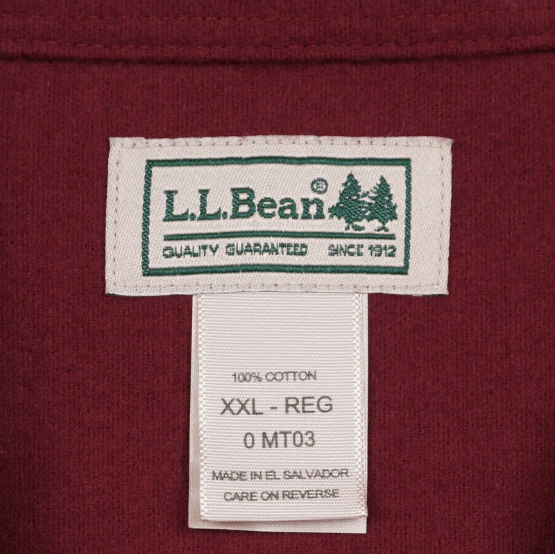 L.L. Bean Men's 2XL Regular Fit Chamois Burgundy Red Button-Front Flannel Shirt