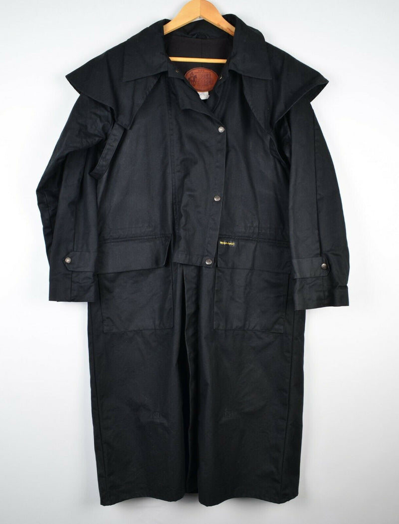 Outback Bush Trader Oilskin Waxed Cowboy Duster Trench Coat Black Men's Small