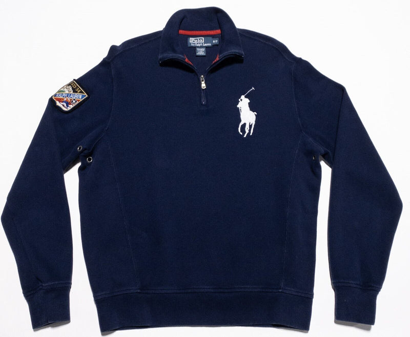 Polo Ralph Lauren Big Pony Sweatshirt Mens Small Ski Patch 1/4 Zip Pullover Blue