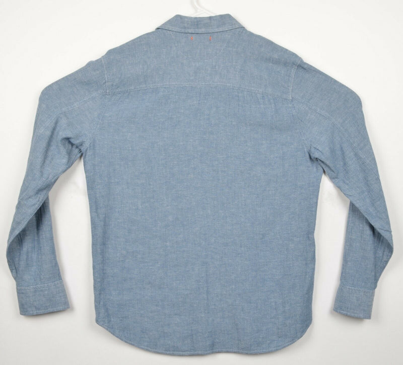 Jack Spade New York Men's Medium Linen Rayon Blue Chambray Button-Front Shirt