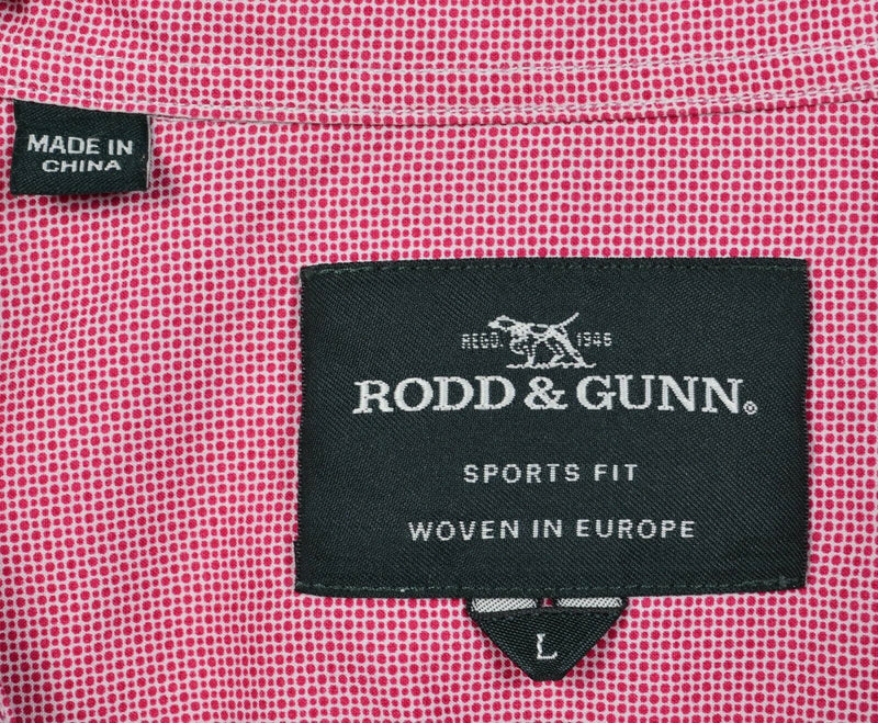 Rodd & Gunn Men's Large Sports Fit Red/Pink Polka Dot Button-Front Shirt