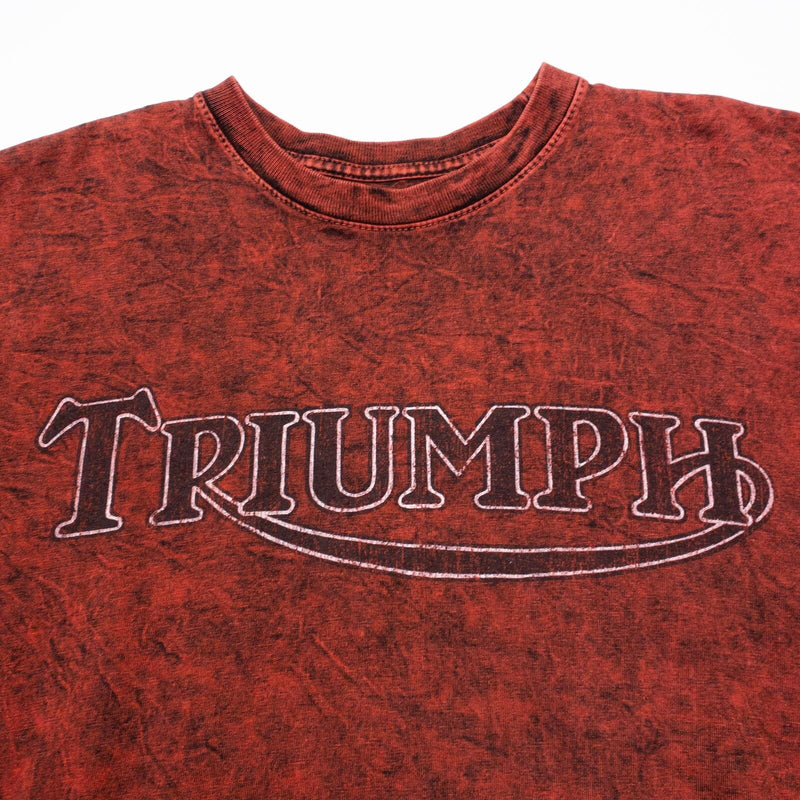 Triumph Motorcycles T-Shirt Men's Medium Reversible Biker Red Distressed Y2K