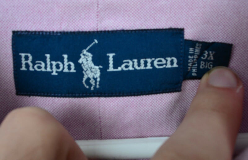 Polo Ralph Lauren Men's 3XB (3XL Big) Solid Pink Pony Oxford Button-Down Shirt