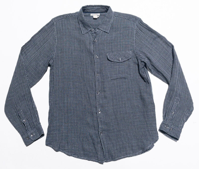 Carbon 2 Cobalt Shirt Mens Medium Long Sleeve Button-Front Woven Navy Blue Check