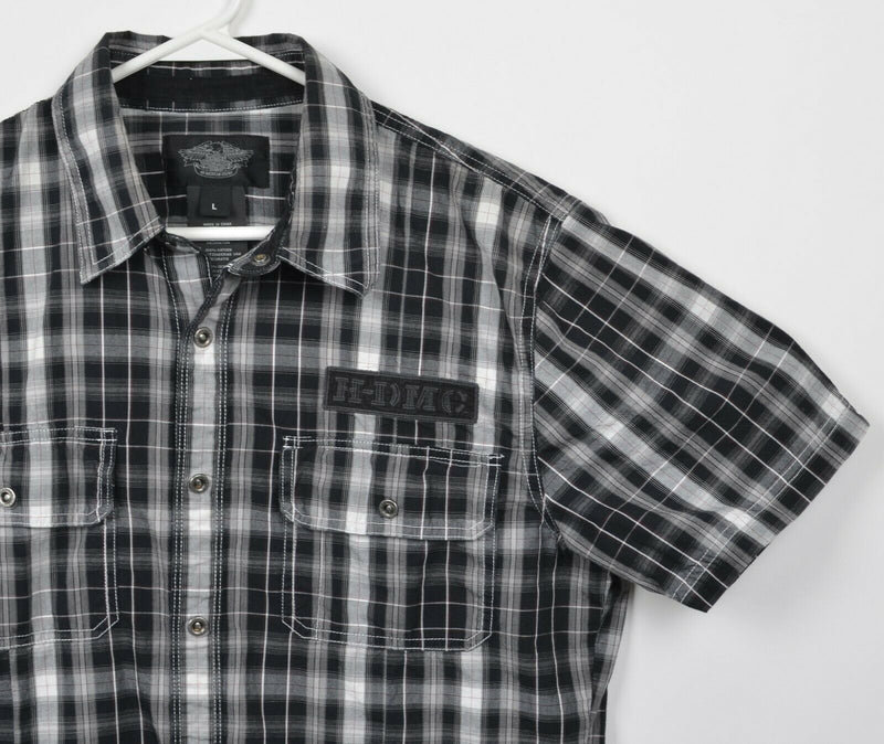 Harley-Davidson Men's Large Snap-Front Black Plaid