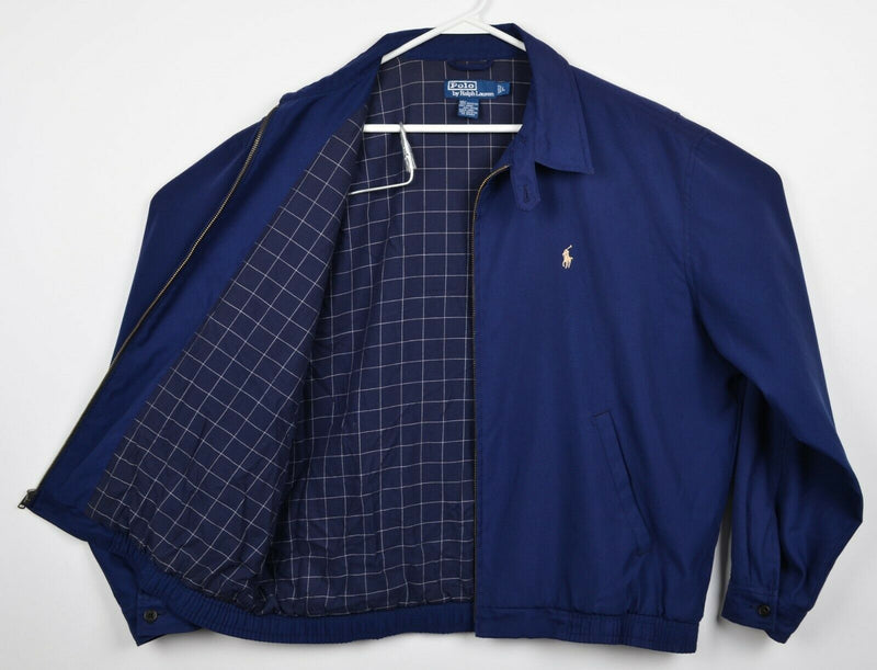 Polo Ralph Lauren Men's Large Navy Blue Flannel Lined Bomber Harrington Jacket