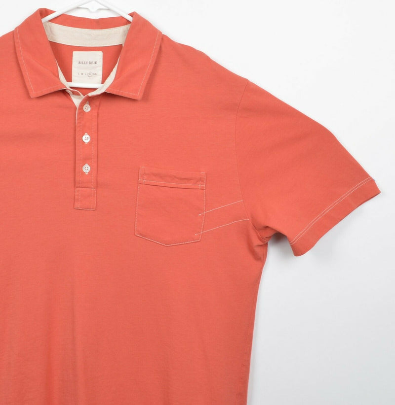 Billy Reid Men's Sz XL Solid Orange Salmon Pocket Short Sleeve Polo Shirt