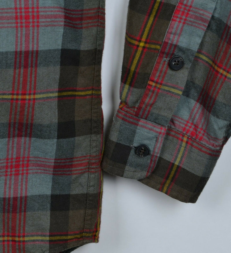 Polo Ralph Lauren Men's Medium "Benford" Wool Blend Gray Red Plaid Flannel Shirt