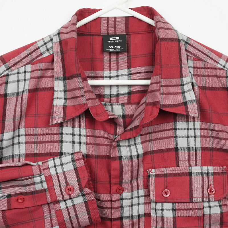 Oakley Men's XL Regular Fit Flannel Red Plaid Button-Front Flannel Shirt