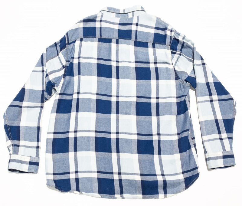 Carbon 2 Cobalt Shirt Large Men's Long Sleeve Button-Front Blue White Plaid