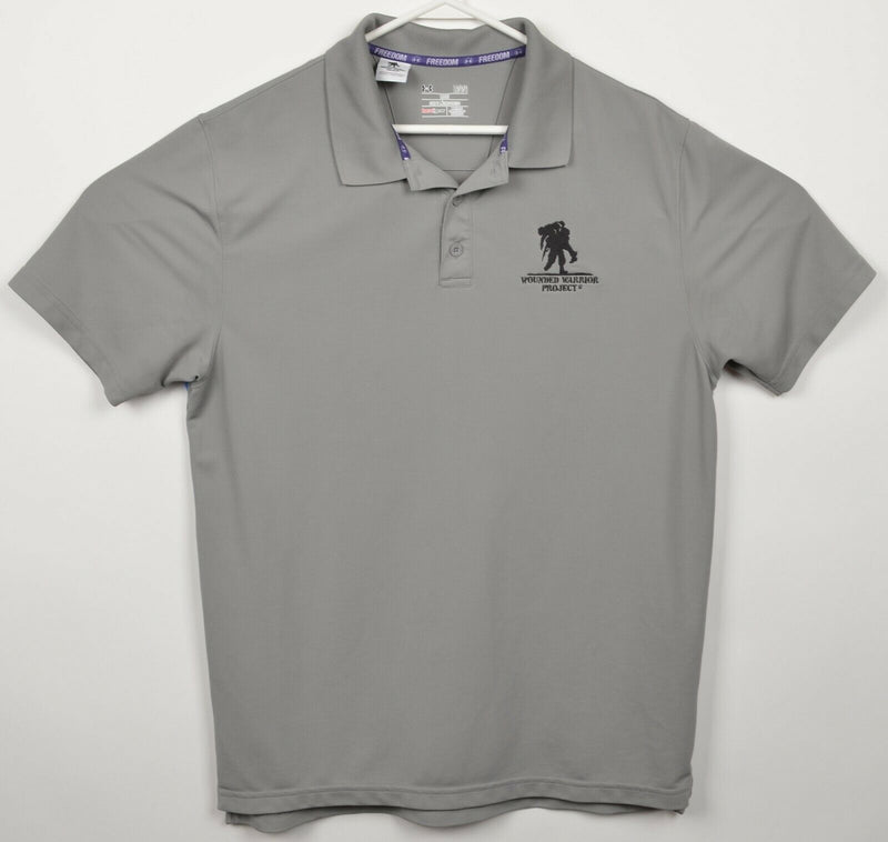 Wounded Warrior Project Men's Large Loose Under Armour HeatGear Gray Polo Shirt