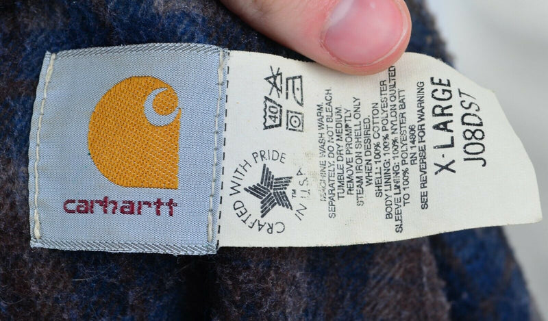 Vtg Carhartt Men's Sz XL Denim Blanket Lined Distressed Worn J08 Workwear Jacket