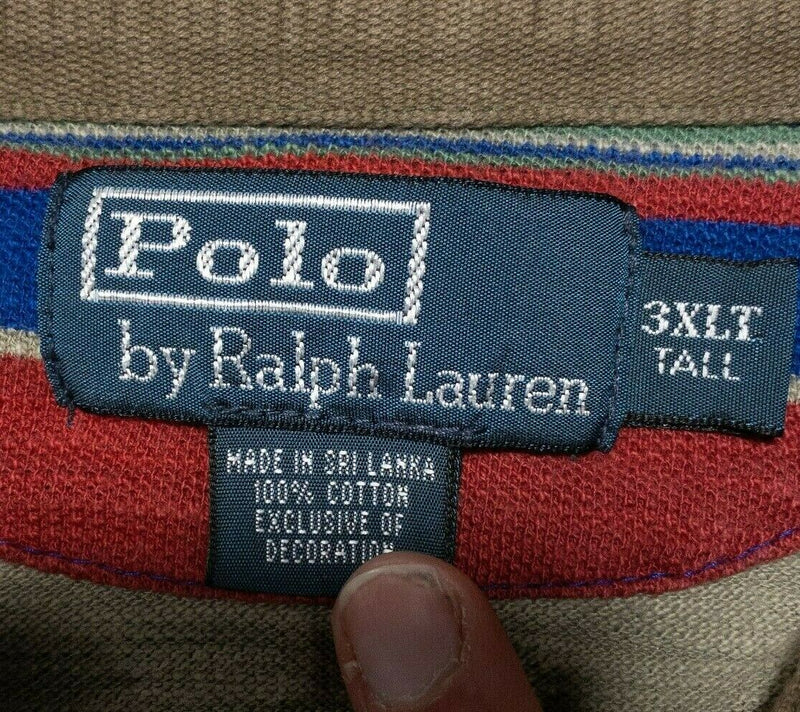 Polo Ralph Lauren 3XLT Men Polo Shirt Multi-Color Striped Blue Red Short Sleeve