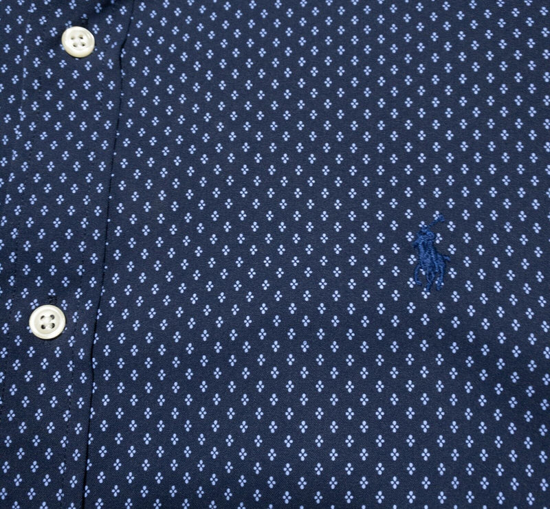 Polo Ralph Lauren Performance XXL Men's Long Sleeve Polka Dot Navy Blue Stretch