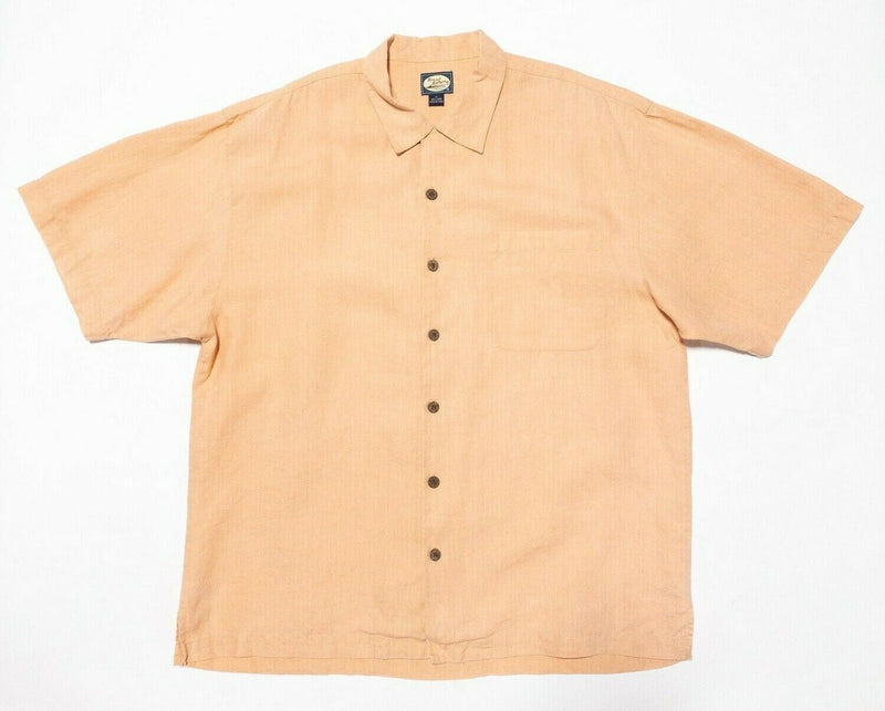 Tommy Bahama Linen Shirt XL Men's Peach Orange Aloha Button-Front Short Sleeve