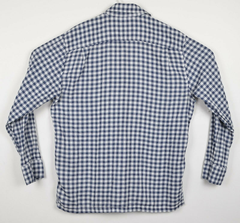 J.L. Powell Men's Large Navy Blue Gingham Check Sporting Life Button-Front Shirt