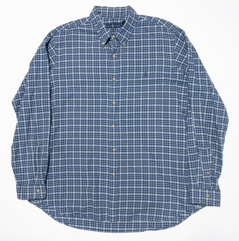 Polo Ralph Lauren XXL Shirt Men's Long Sleeve Blue Check Button-Down Pony Logo