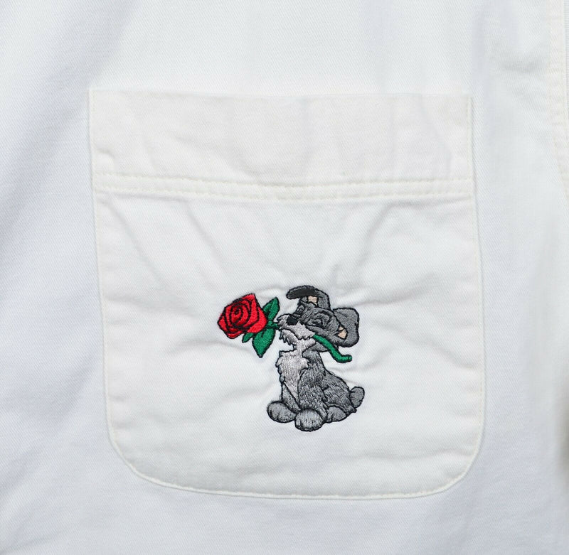 Disney Lady and The Tramp Women's XL Embroidered Dogs Vintage Button-Front Shirt