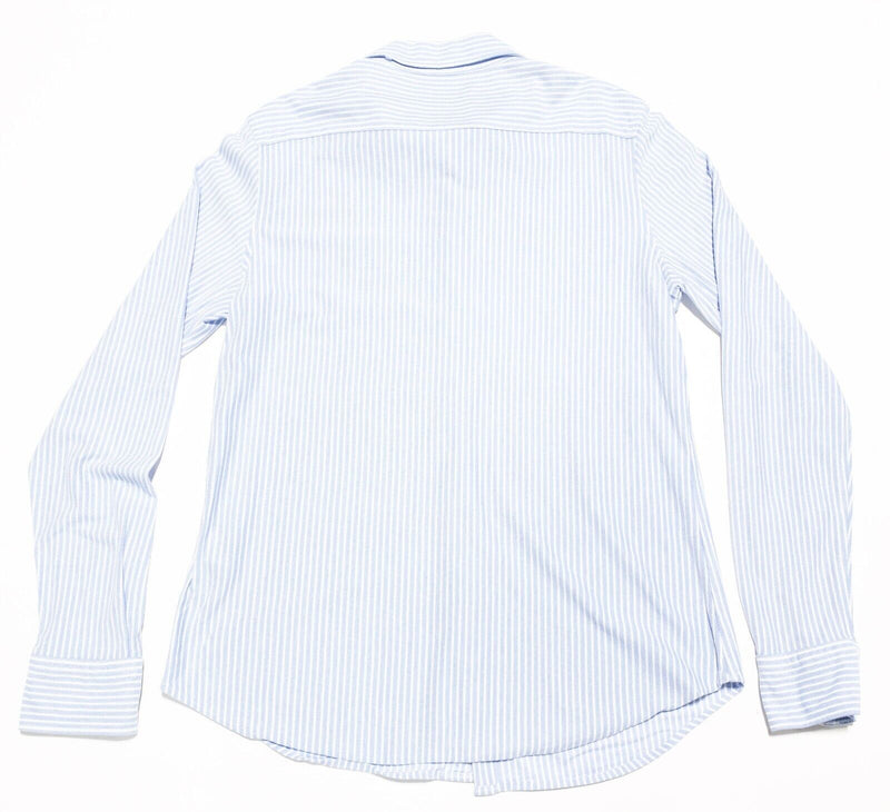 Polo Ralph Lauren Knit Oxford Shirt Men's XL White Blue Striped Long Sleeve