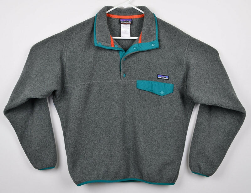 Patagonia Synchilla Men's Medium Snap-T Nickel Teal Gray Fleece Jacket