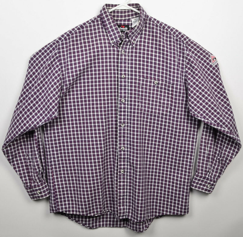 Bulwark Excel FR Men's Large Flame Resistant Purple Plaid Button-Down Shirt
