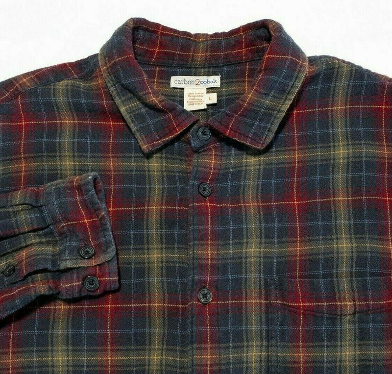 Carbon 2 Cobalt Flannel Shirt Red Plaid Double-Layer Flannel Shirt Men's Large