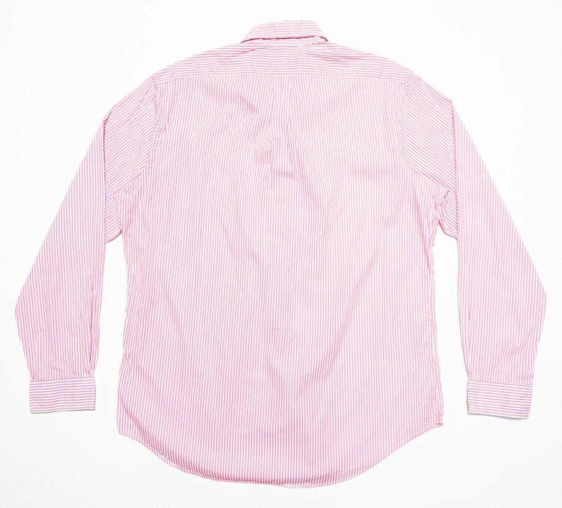 Polo Ralph Lauren Pink Striped Shirt Men's Large Long Sleeve Button-Down Preppy