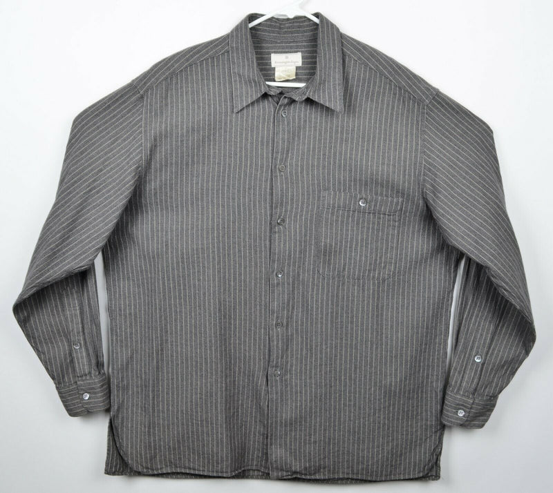 Ermenegildo Zegna Men's Sz XL Made in Italy Gray Striped Button-Front Shirt