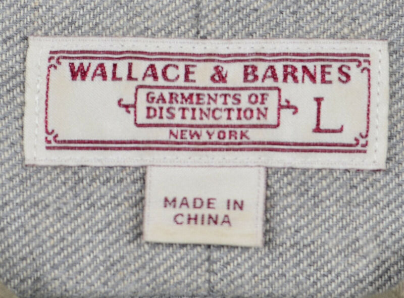 Wallace & Barnes Men's Large Band Collar Wool Blend Gray Long Sleeve Shirt