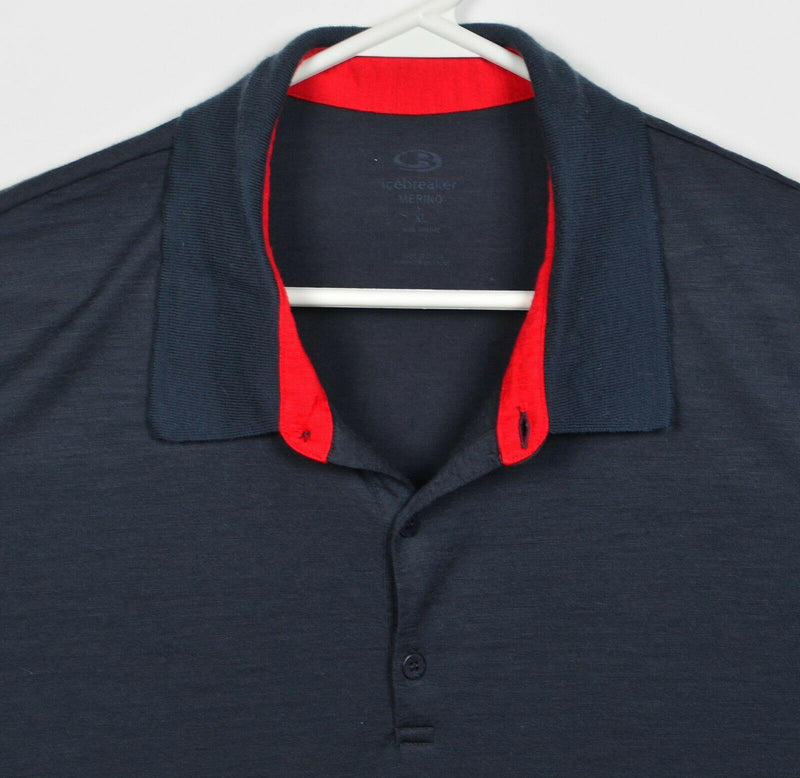 Icebreaker Merino Men's XL Wool Blend Solid Navy Blue Hiking Outdoor Polo Shirt