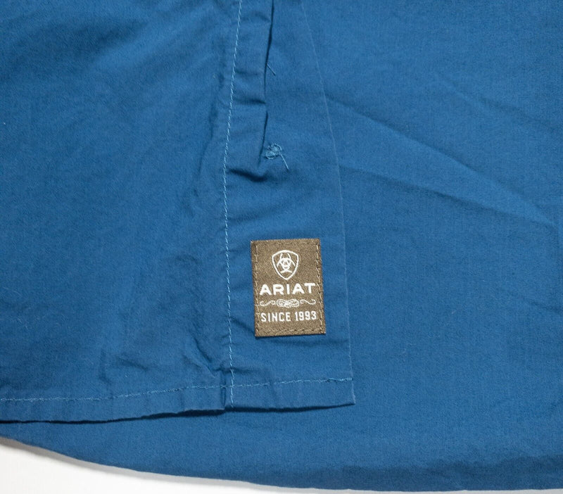 Ariat XLT Men's Shirt Long Sleeve Button-Down Solid Blue Western Rodeo XL Tall