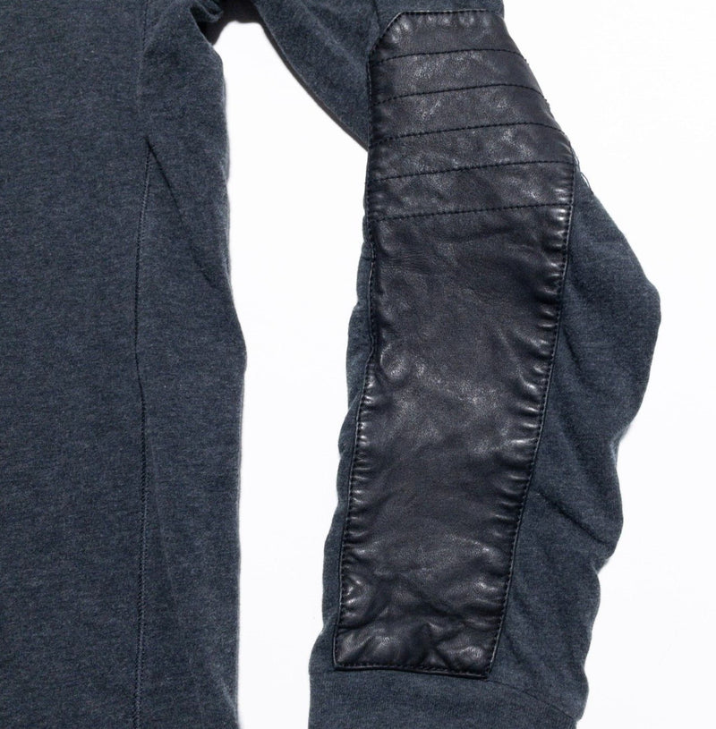 Ralph Lauren Black Label Shirt Men Large Padded Sleeve Crewneck Long Sleeve Gray