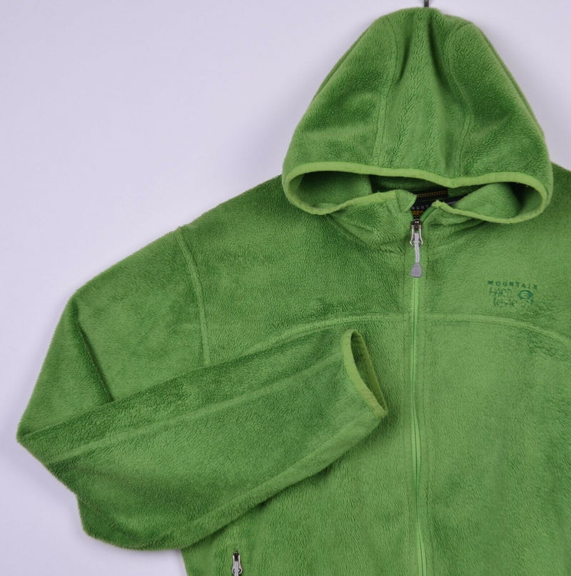 Mountain Hardwear Women's Large Fuzzy Leather Full Zip Hooded Green Jacket