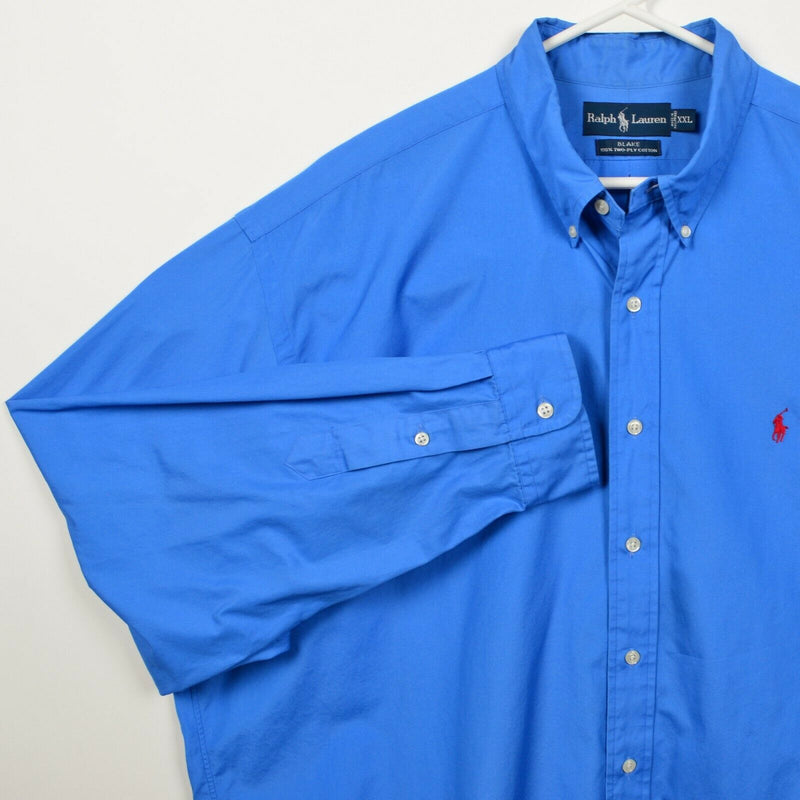 Polo Ralph Lauren Men's 2XL Solid Blue "Blake" Pony Button-Down Shirt