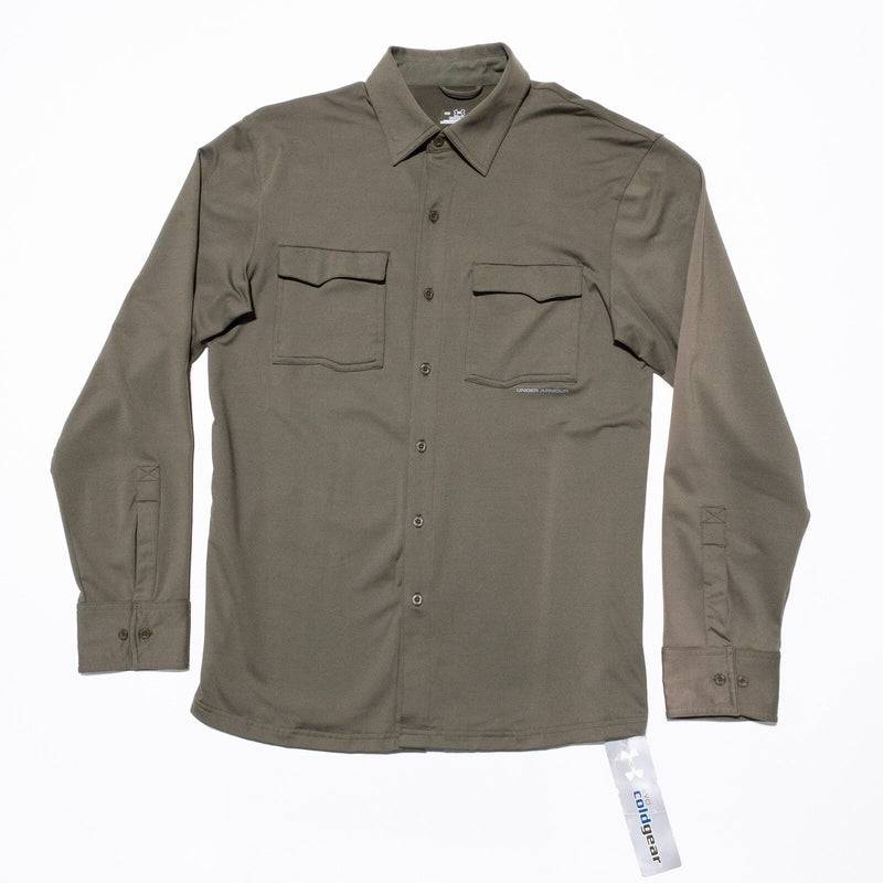 Under Armour Shirt Men's Medium Evo Cold Gear Army Green Long Sleeve Stretch