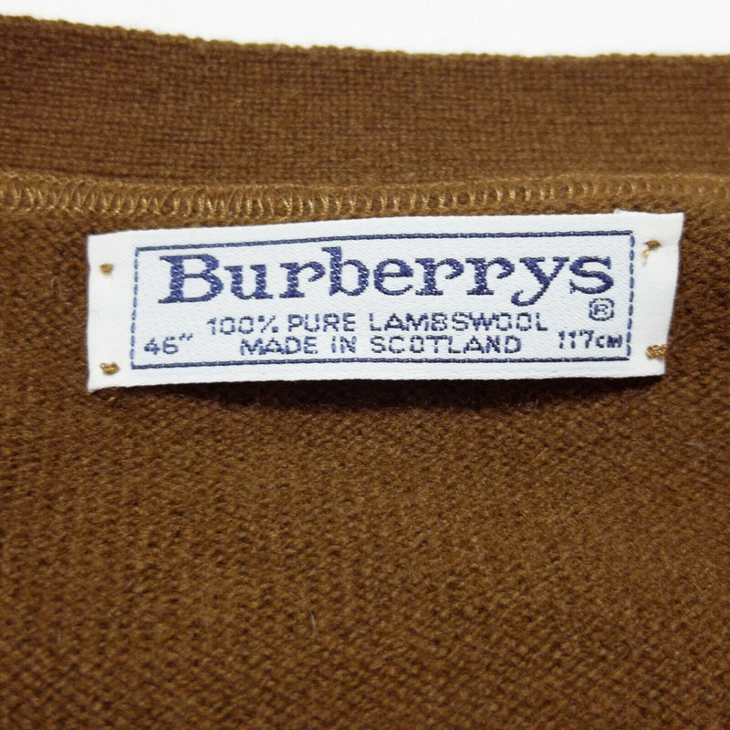 Burberrys Men's 46"/117cm (2XL) Horse Crest Brown Wool Vintage Cardigan HOLES