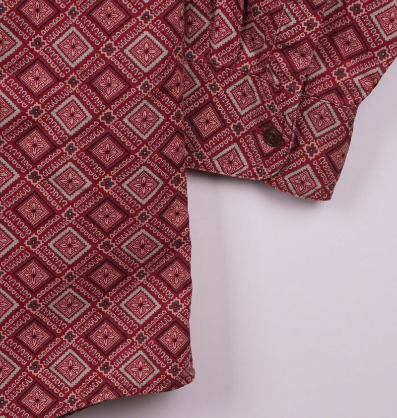 Vintage 90s Chaps Ralph Lauren Men's XLT Red Geometric Bandana Button-Down Shirt