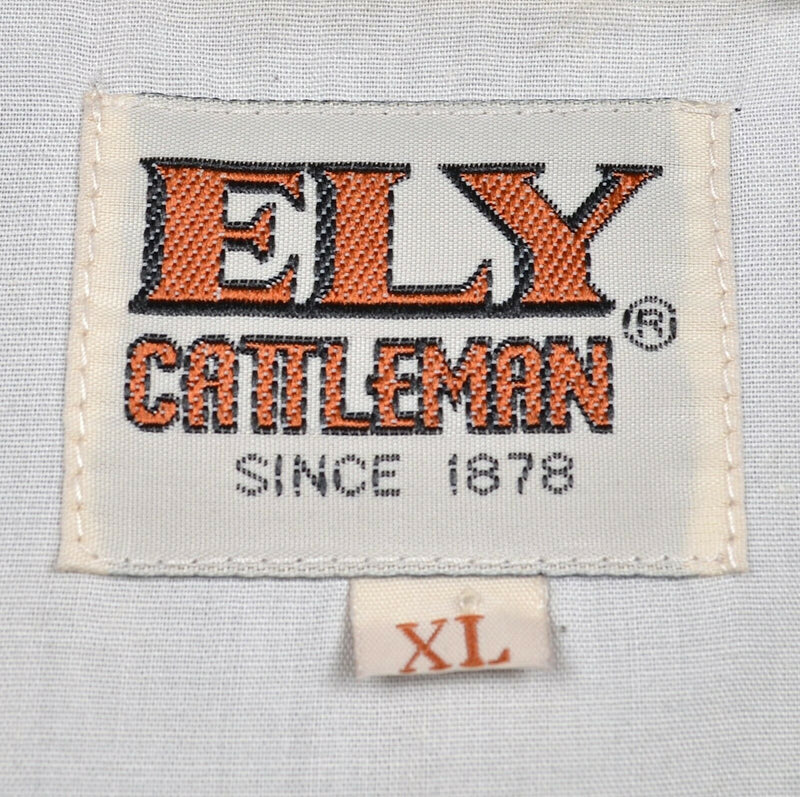 Ely Cattleman Men's Sz XL Pearl Snap Embroidered Eagle Black White Western Shirt