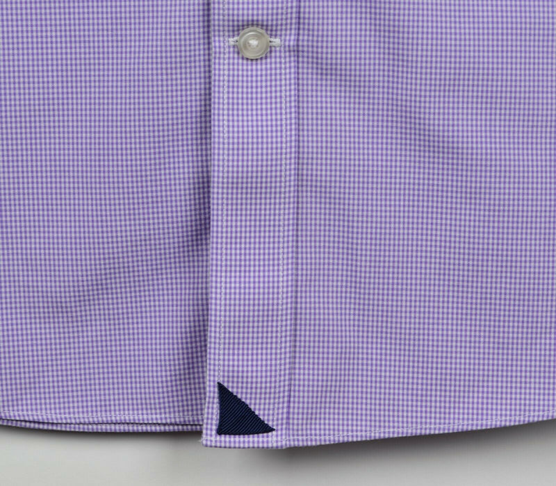 UNTUCKit Men's Large Slim Fit Wrinkle Free Purple Micro-Check Plaid Shirt