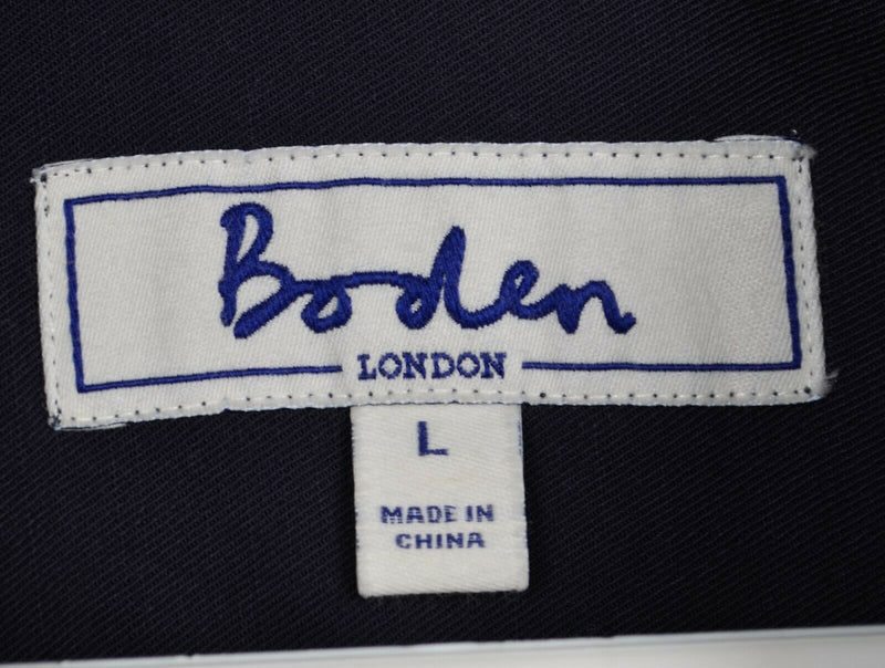 Boden London Men's Larger Indigo Navy Blue Collared Long Sleeve Polo Shirt