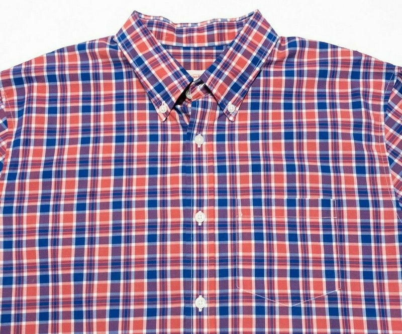 Brooks Brothers Red Fleece Shirt XL Men Check Blue Red Short Sleeve Button-Down